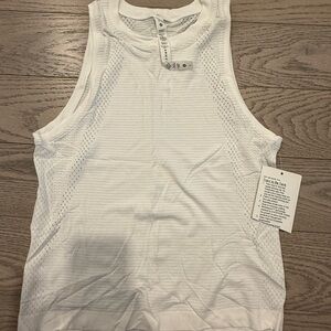 Lululemon Athletica White Perforated Tank Top